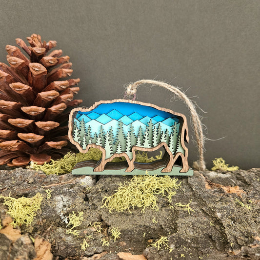 Mini 3D Bison Christmas Tree Ornament