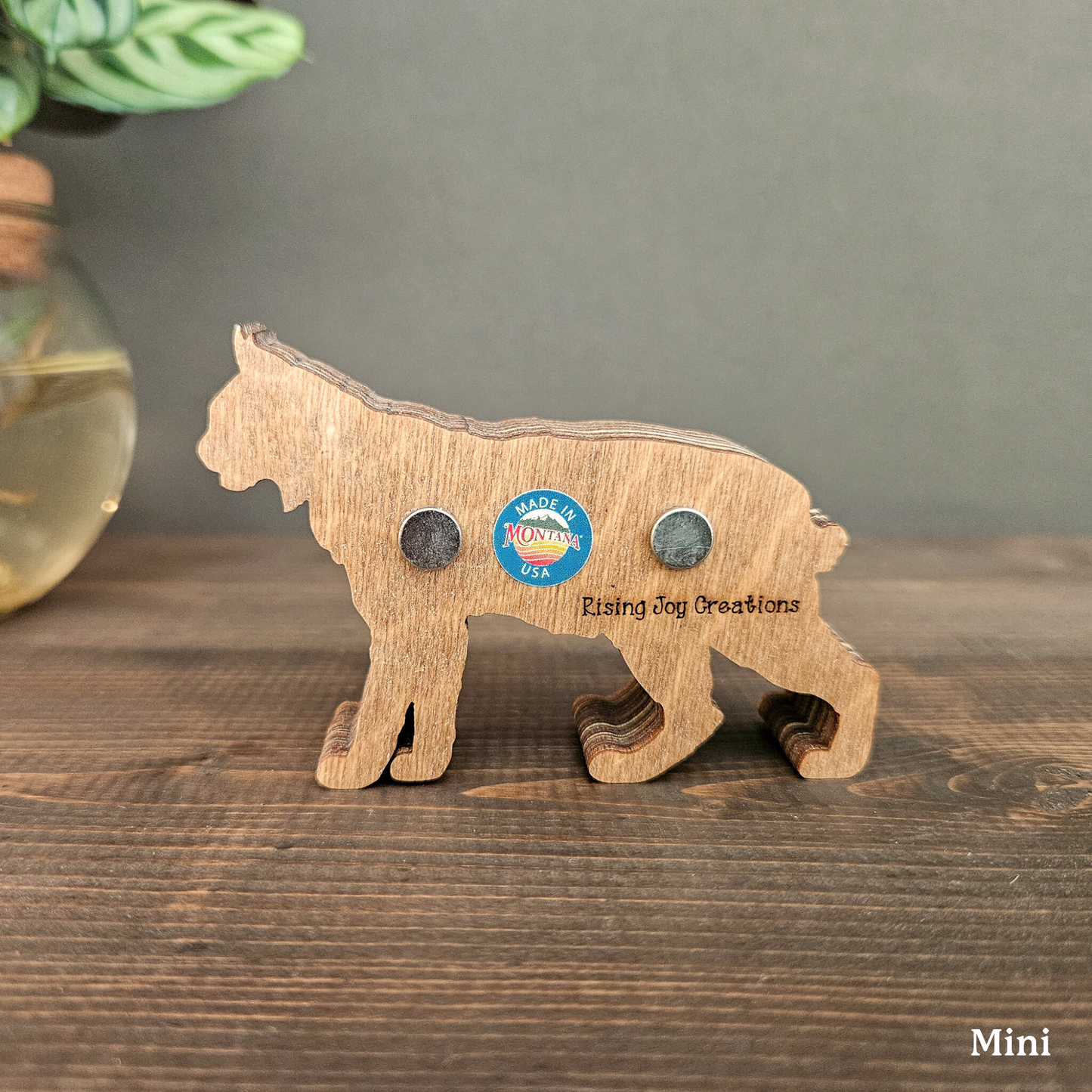 3D Bobcat Art with Mountains and Trees