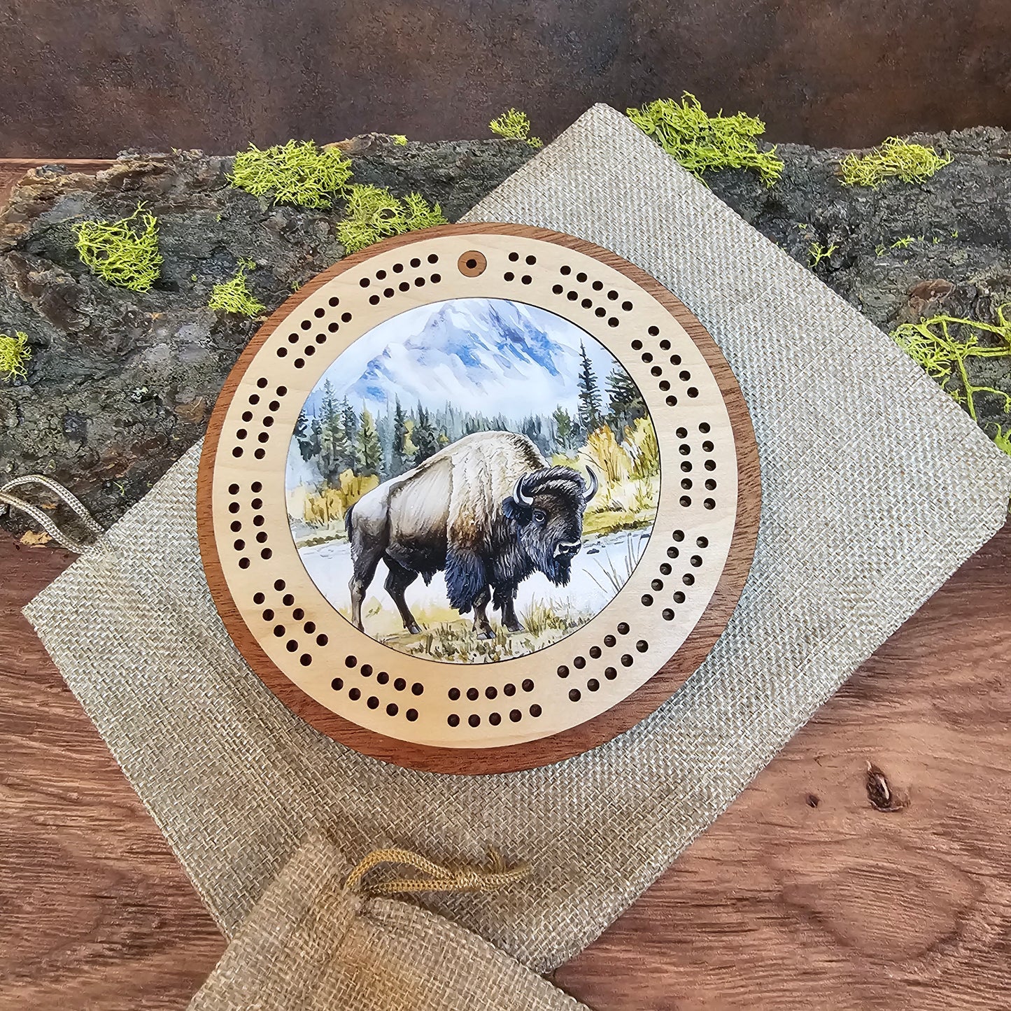 Bison Design Mini Circle Cribbage Board