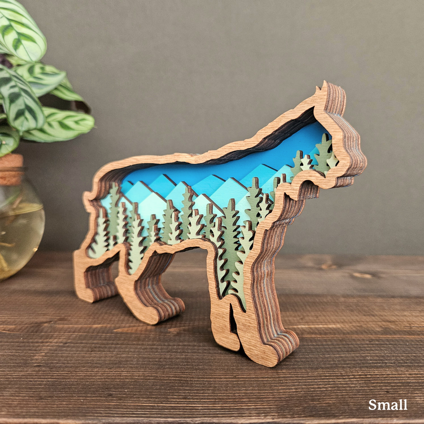 3D Bobcat Art with Mountains and Trees