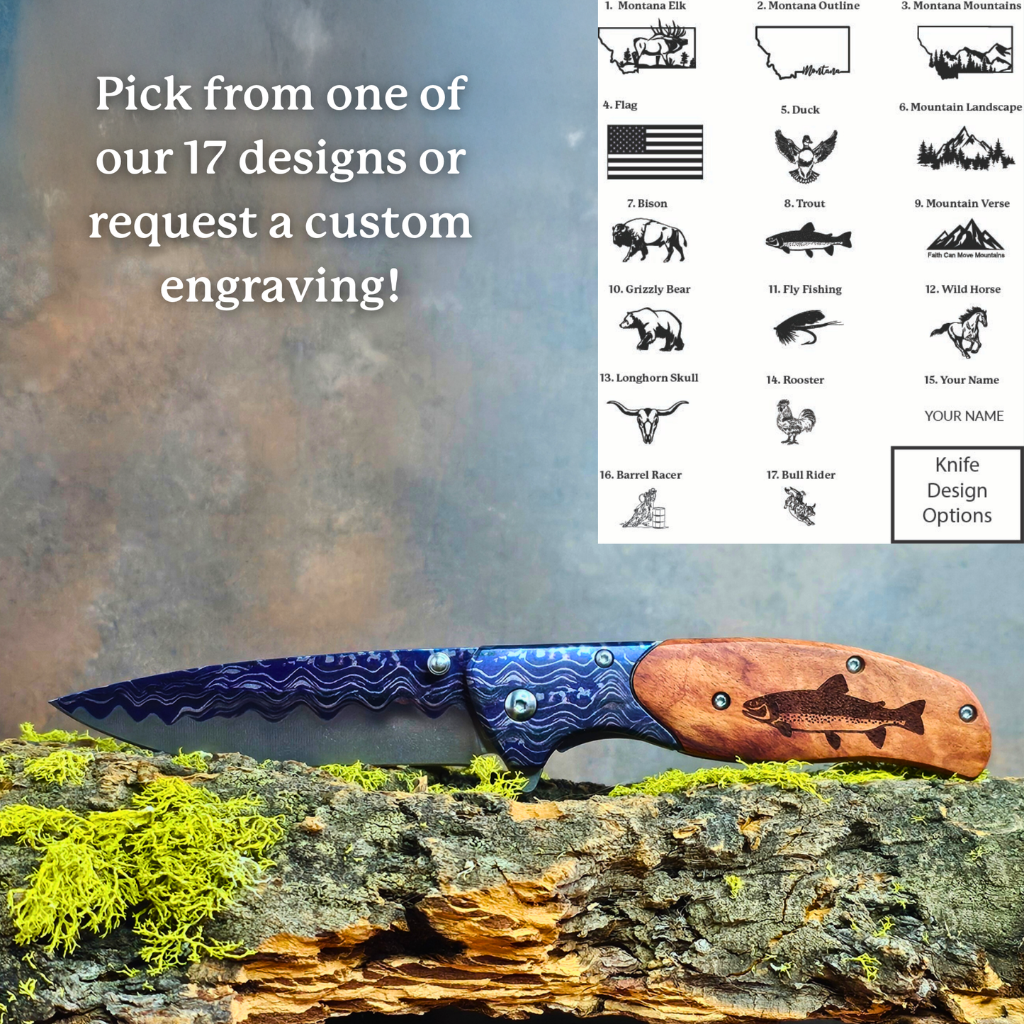 Personalized Blue Wave Knife