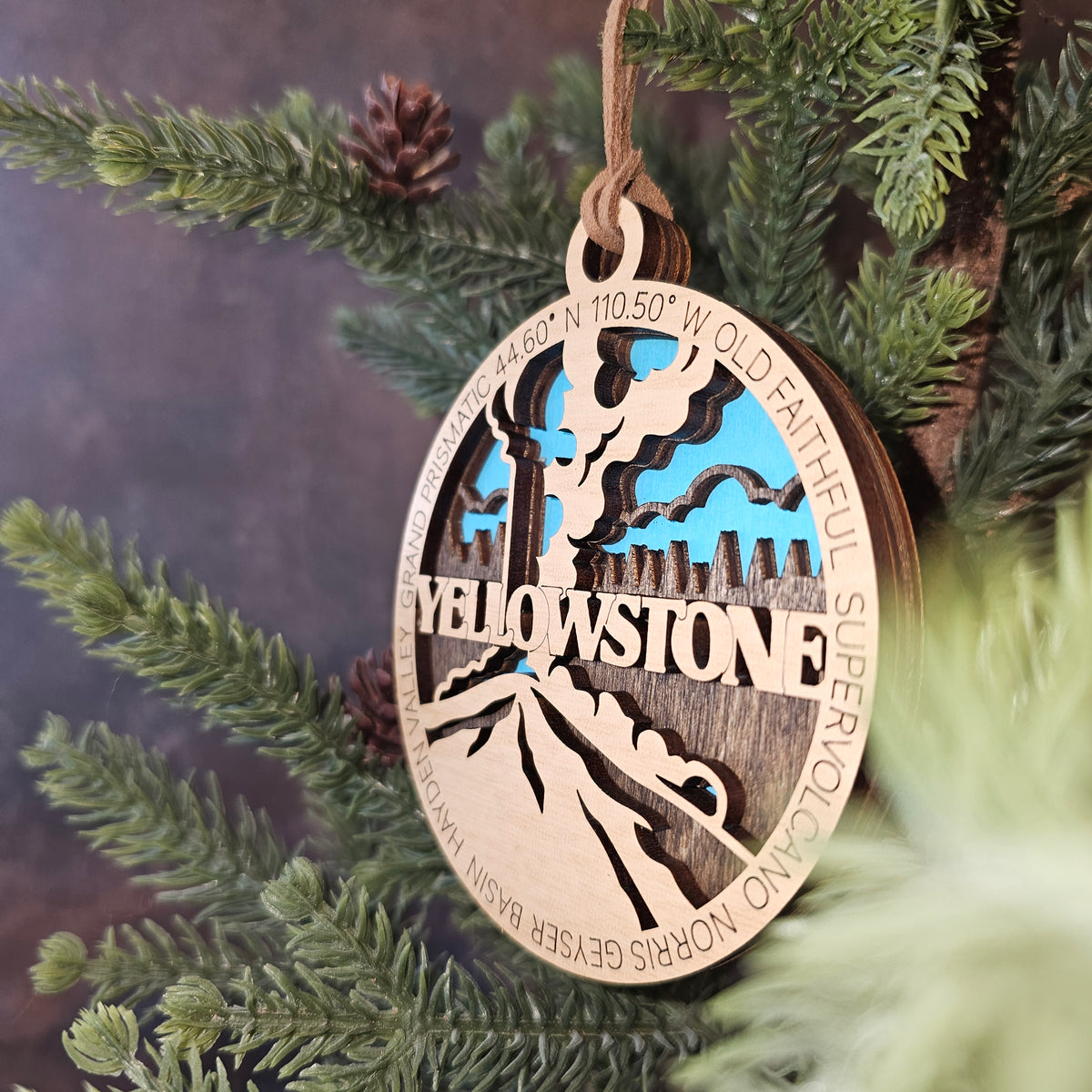 Yellowstone National Park Christmas Tree Ornament - 3 Layers