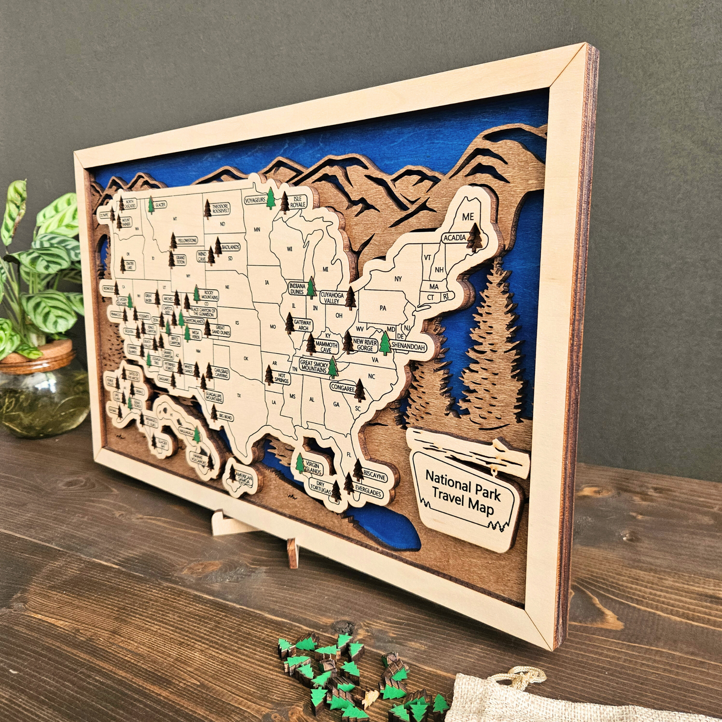 National Parks Travel Map-Blue Background