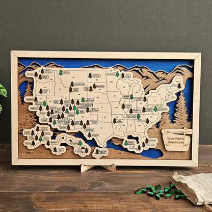 National Parks Travel Map-Blue Background