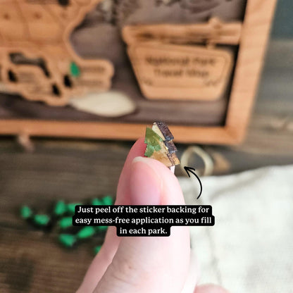 National Park Travel Map-Natural Wood