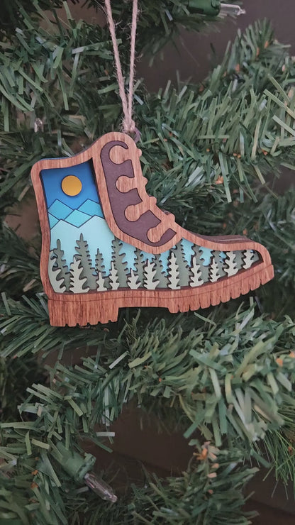 3D Hiking Boot Christmas Tree Ornament