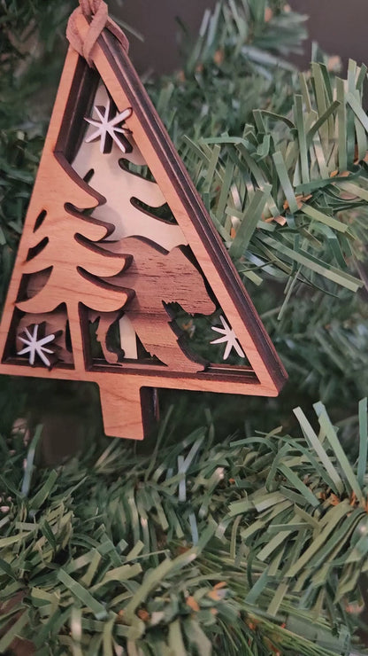 Bear Nature Scene Christmas Tree Ornament