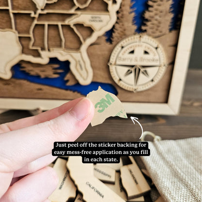 USA State Travel Map-Blue Background
