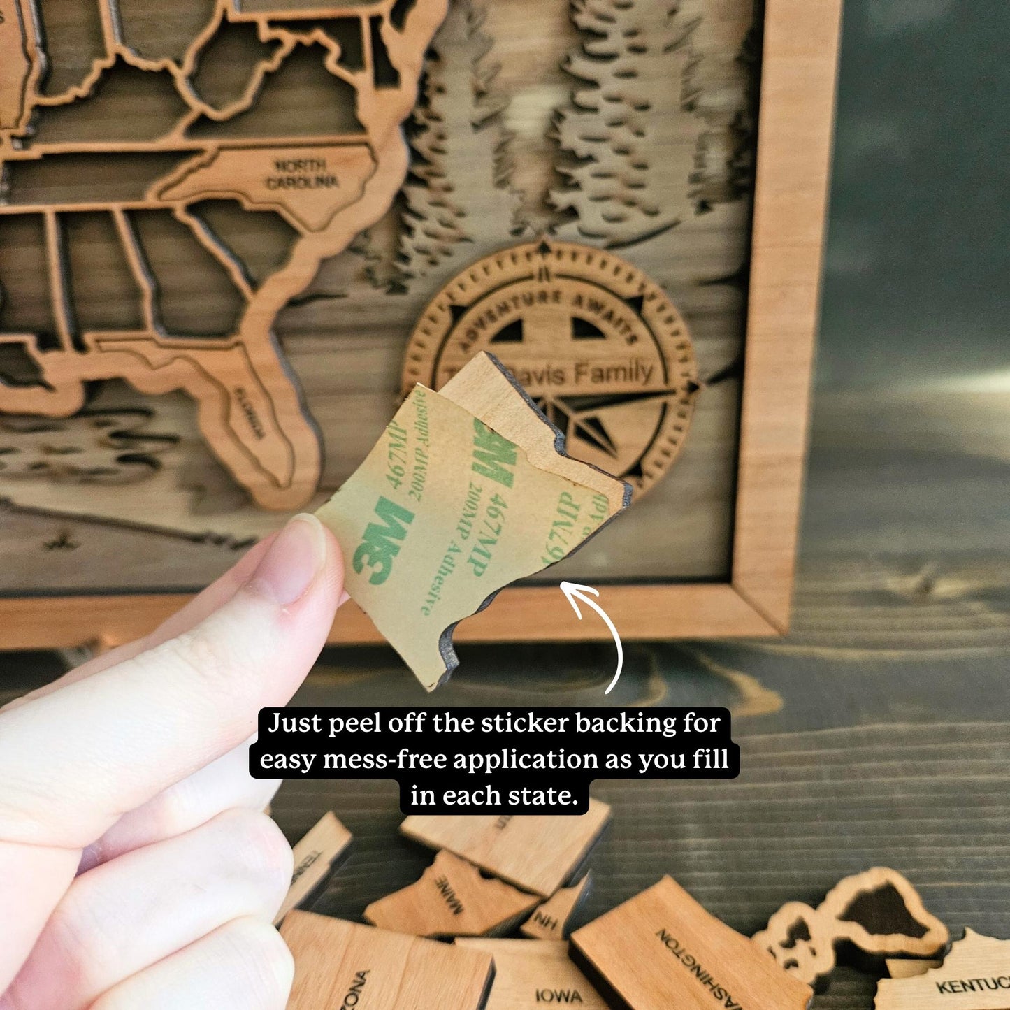 USA State Travel Map-Natural Wood