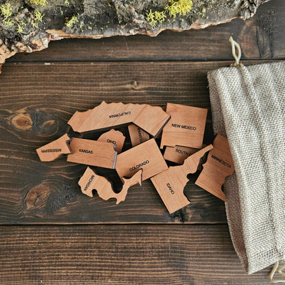 USA State Travel Map-Natural Wood