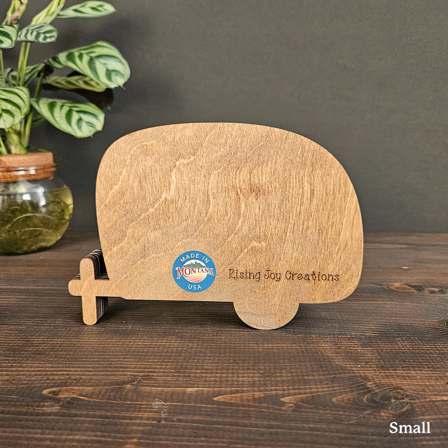 Layered Camper Art with Mountains & Trees