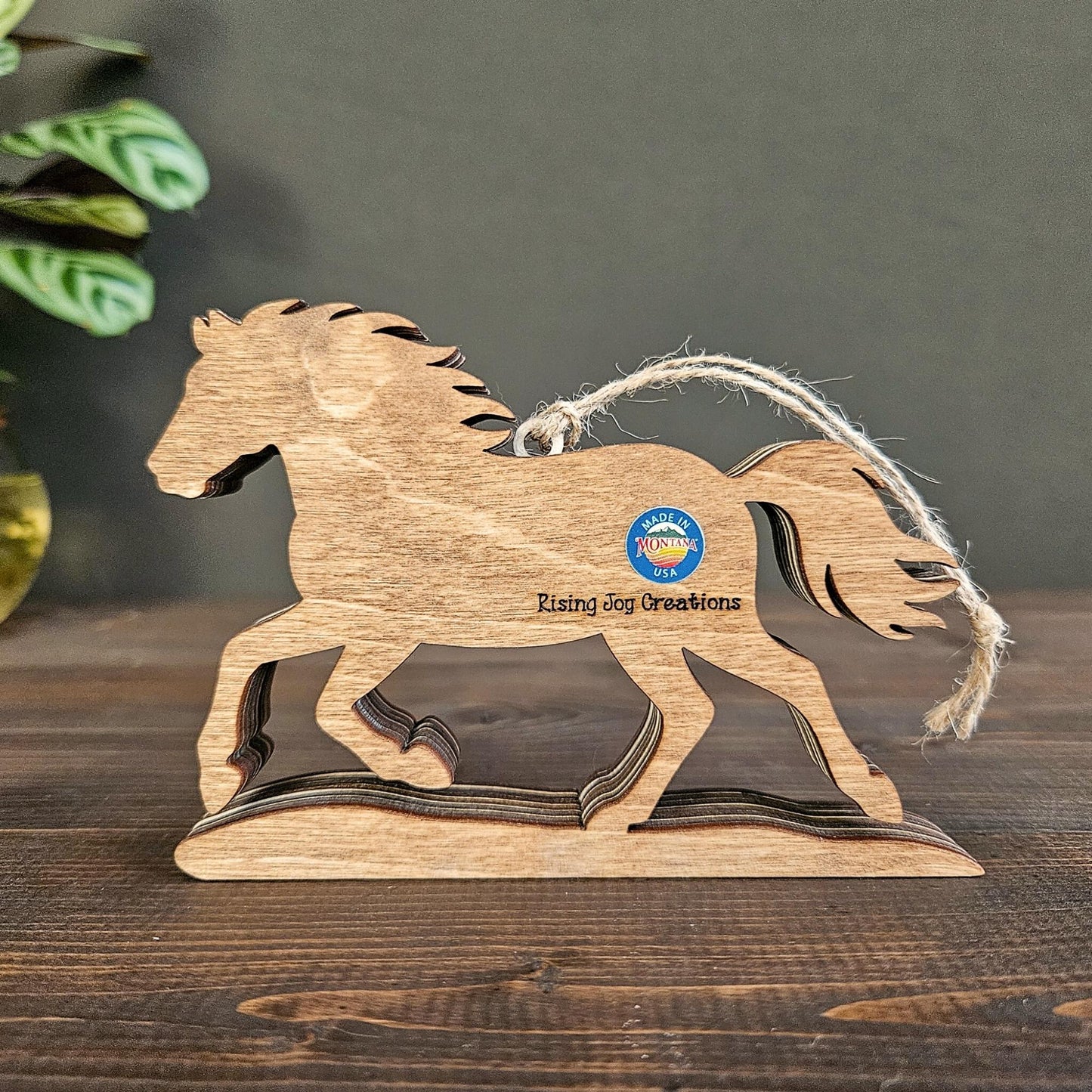 Layered Horse Art with Mountains & Trees