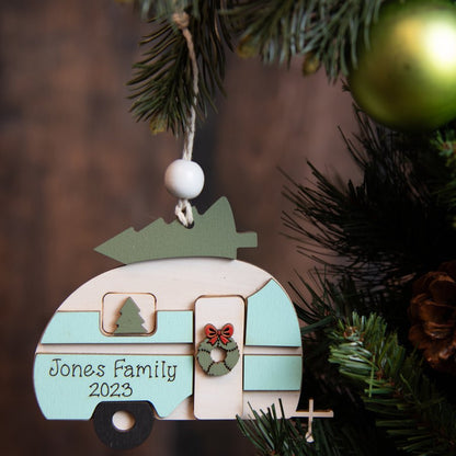 Personalized Retro Camper Christmas Ornament