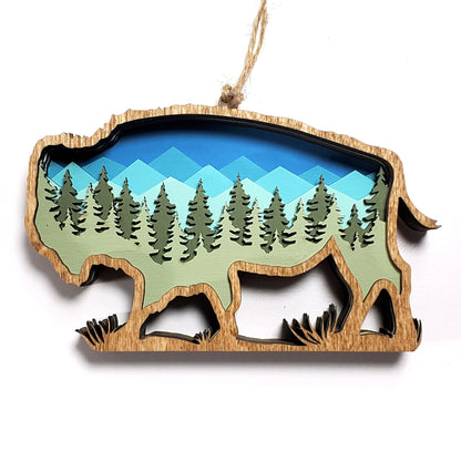 Bear Nursery Art with Mountains & Trees