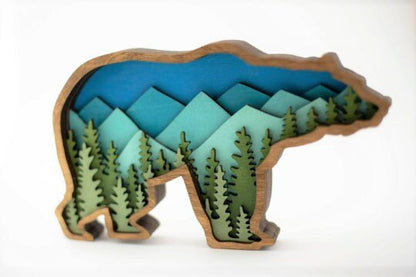 Bear Nursery Art with Mountains & Trees